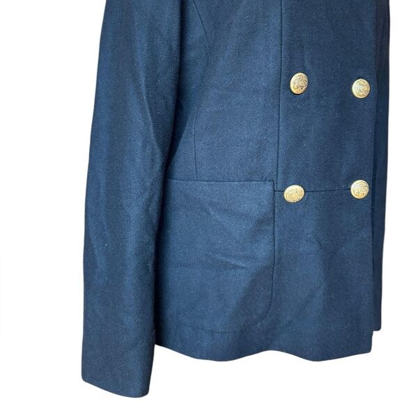 J Crew Wool Blend Peacoat Double Breasted Black With Gold Buttons Womens Size 6 - Picture 6 of 11